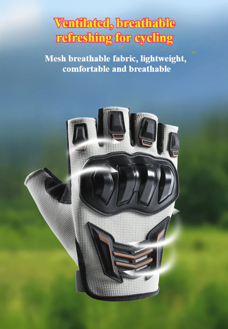 Motorcycle Gloves Half Finger Breathable Wear-resistant Anti Slip Anti Fall  Racing Outdoor Cycling Electric Bike Gloves