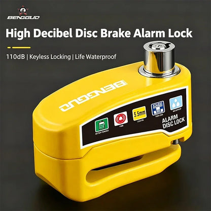 Motorcycle Alarm Lock Bike Disc Lock Warning 110DB Security Alloy Anti Theft Waterproof Brake Rotor Padlock Disc Brake Lock