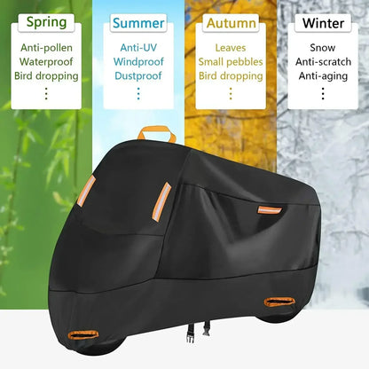 Motorcycle Cover Waterproof All Season Dustproof UV Protective Outdoor Indoor Scooter Wear-resistant Fabric Motorbike Cover