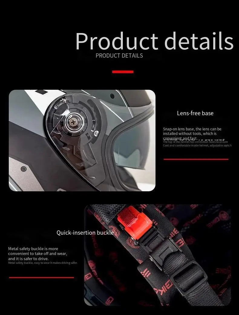 Face-lifting helmet Full-coverage motorcycle helmet Men&