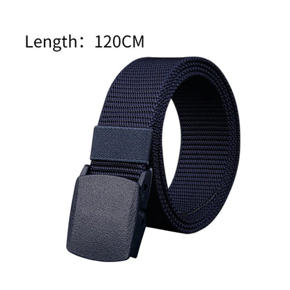 Men Belts Fashion Unisex Jeans Belts Adjustable Belt Men Outdoor Travel Hunting Waist Belt Automatic Plastic Buckle for Pants