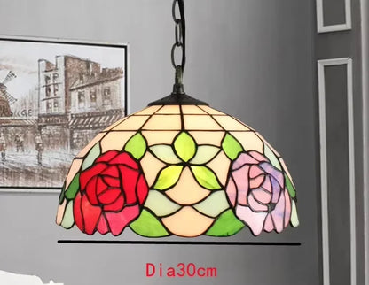 Nordic Tiffany chandelier Kitchen Dining room hallway handmade glass chandelier e27 indoor home decor peacock country lamp