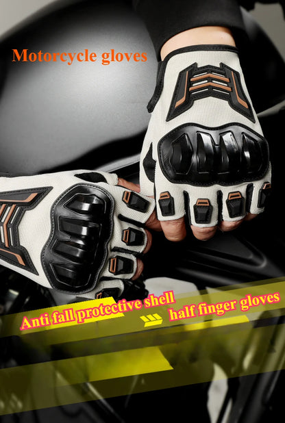Motorcycle Gloves Half Finger Breathable Wear-resistant Anti Slip Anti Fall  Racing Outdoor Cycling Electric Bike Gloves