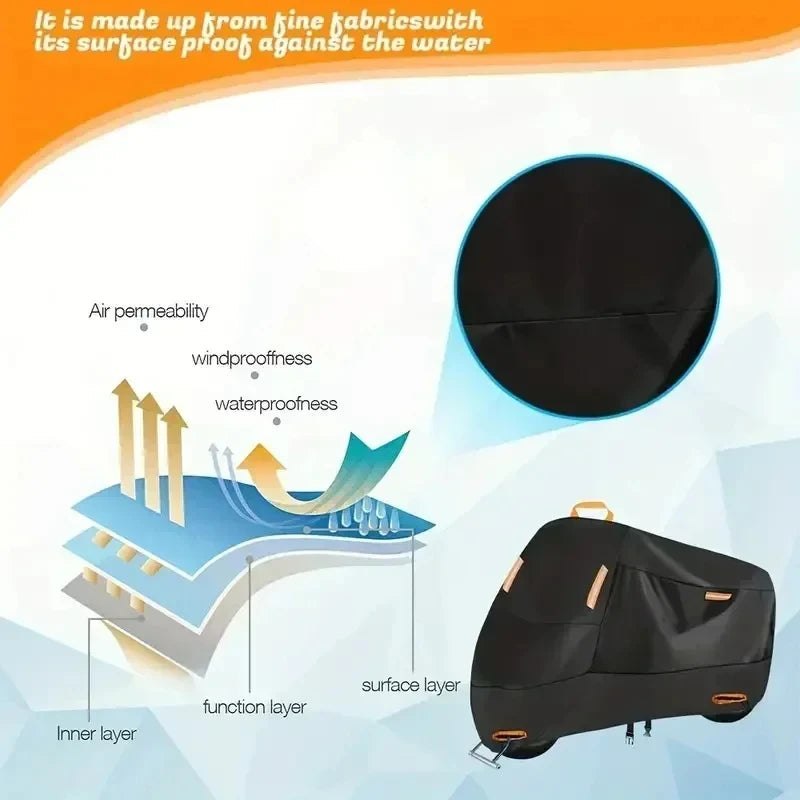 Motorcycle Cover Waterproof All Season Dustproof UV Protective Outdoor Indoor Scooter Wear-resistant Fabric Motorbike Cover