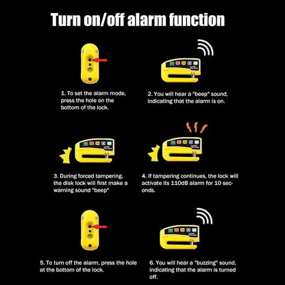 Disc Brake Lock Alarm System for Motorcycle Bicycle Advanced Anti Theft Protection
