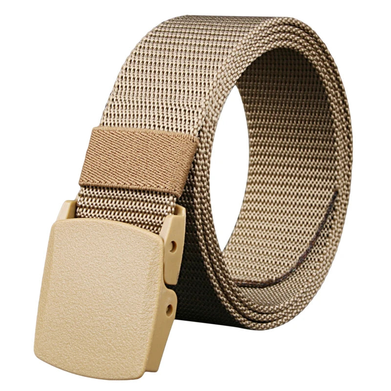 Men Belts Fashion Unisex Jeans Belts Adjustable Belt Men Outdoor Travel Hunting Waist Belt Automatic Plastic Buckle for Pants
