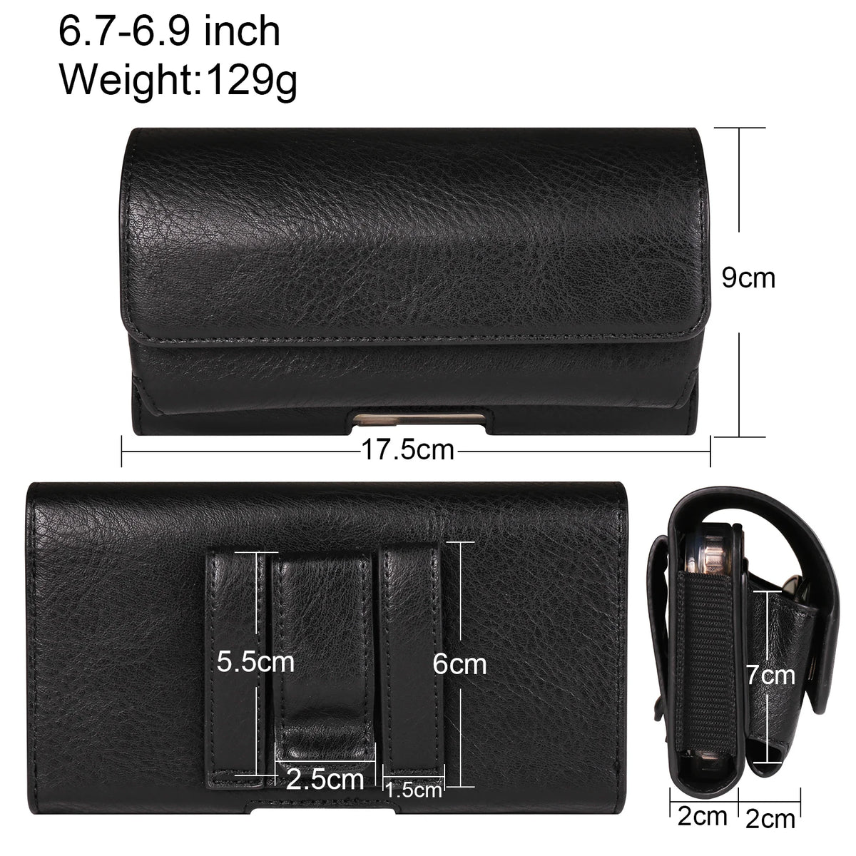 Horizontal Style Mobile Phone Wallet for Men with Card Slot Belt Decoration Magnetic Buckle Closure PU Leather Wallet for App...