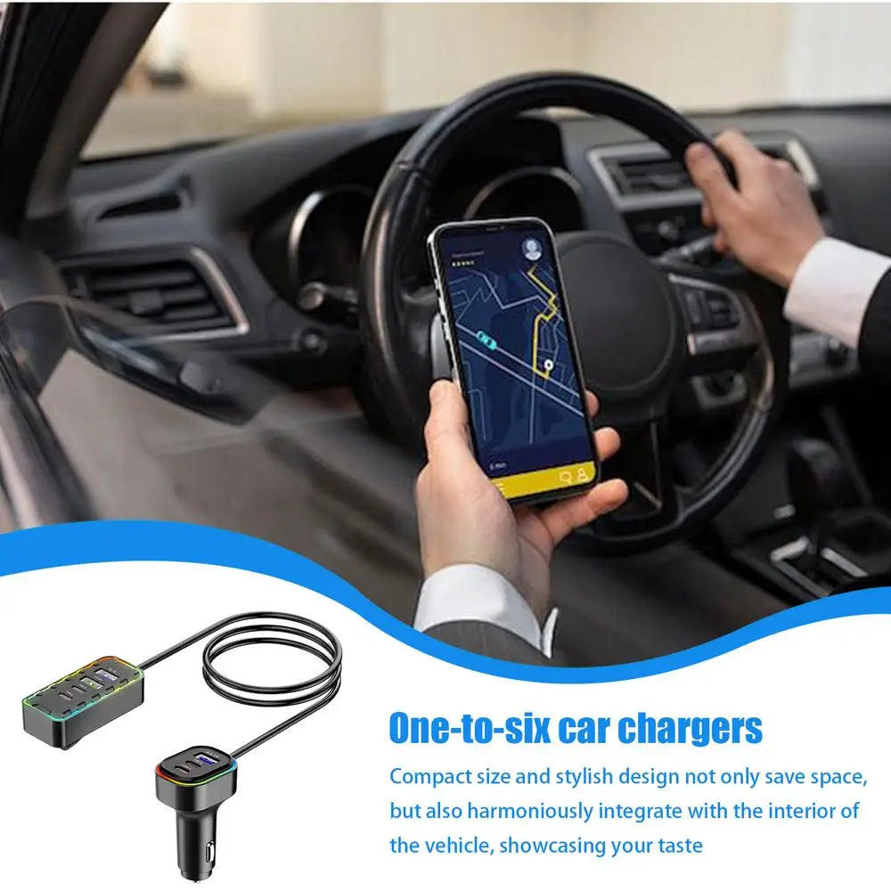 Car Charger For Phones Plug And Play USB Phone Charger Multipurpose Heatproof Phone Charger Stylish Auto Adapter With LED Light