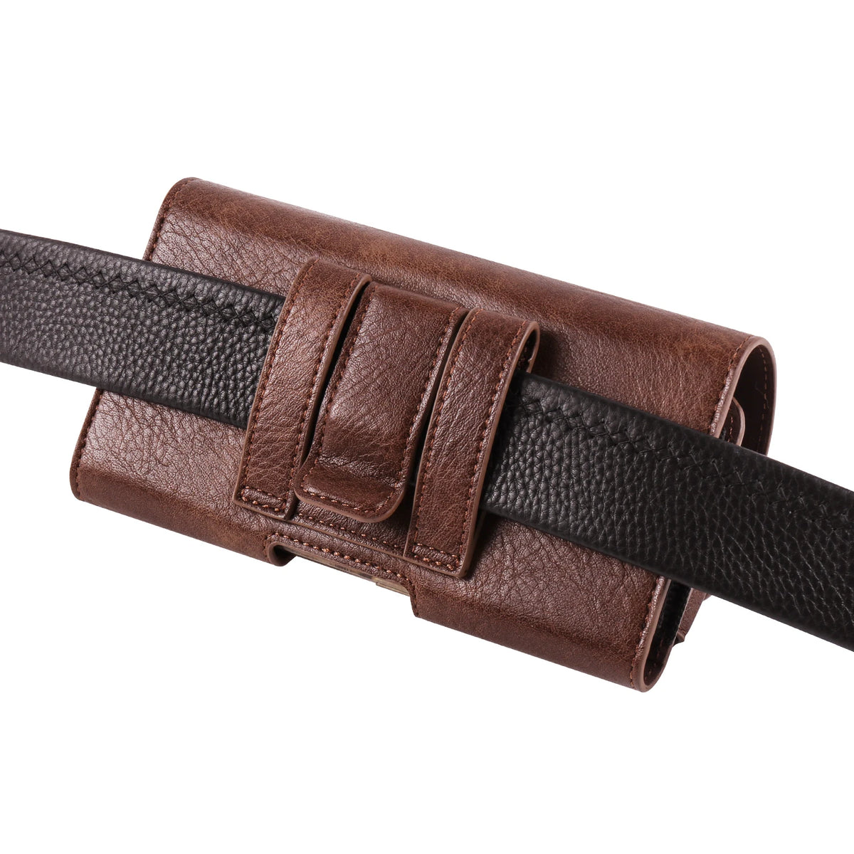 Horizontal Style Mobile Phone Wallet for Men with Card Slot Belt Decoration Magnetic Buckle Closure PU Leather Wallet for App...