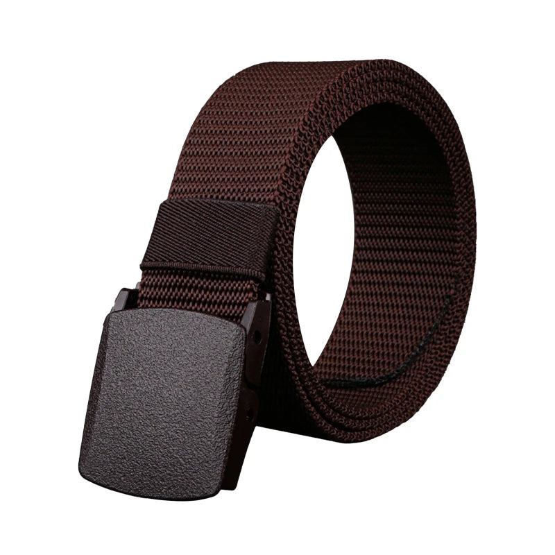 Men Belts Fashion Unisex Jeans Belts Adjustable Belt Men Outdoor Travel Hunting Waist Belt Automatic Plastic Buckle for Pants