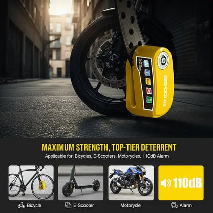 Disc Brake Lock with Motion Alarm for Motorbikes Scooters Bicycles Anti Theft Safety