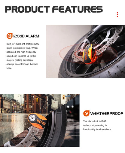 Disc Brake Lock 120dB Loud Alarm Anti-theft Security Lock Bicycle Accessories Portable Disc Lock For Bicycle E-bike Scooter