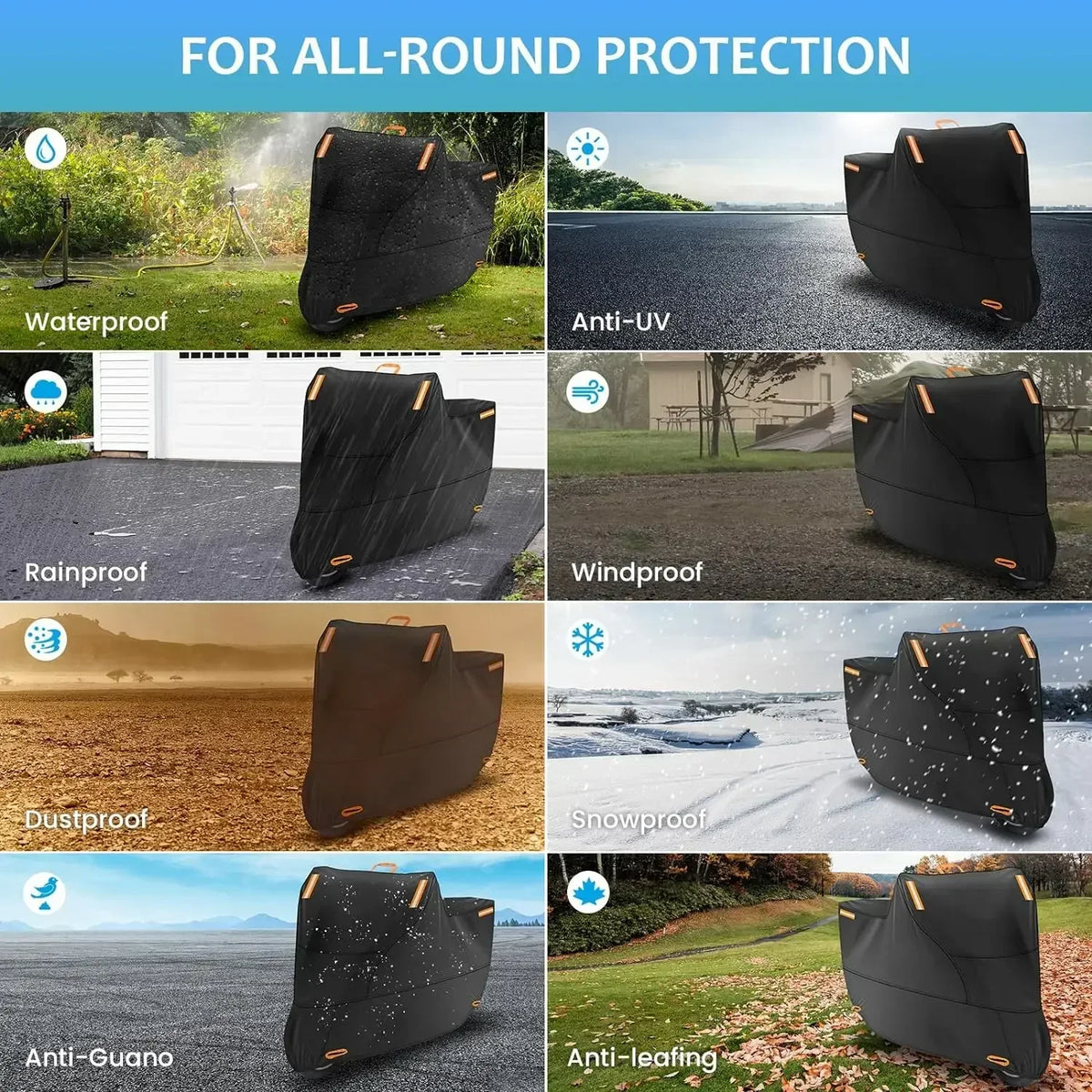 Motorcycle Cover Waterproof All Season Dustproof UV Protective Outdoor Indoor Scooter Wear-resistant Fabric Motorbike Cover