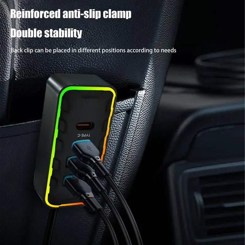 Car Charger For Phones Plug And Play USB Phone Charger Multipurpose Heatproof Phone Charger Stylish Auto Adapter With LED Light
