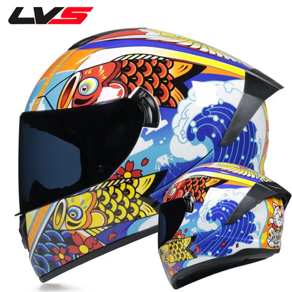 Full Face Racing Helmets Winter Warm Double Visor Motorcycle Helmet Motorbike Sports helmet LVS-701